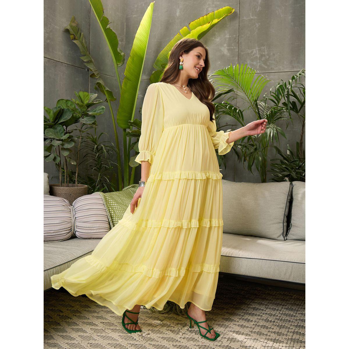 Sassafras V-Neck A-Line Tiered Maxi Dress-women-clothing-ethnicwear-dresses-image-3