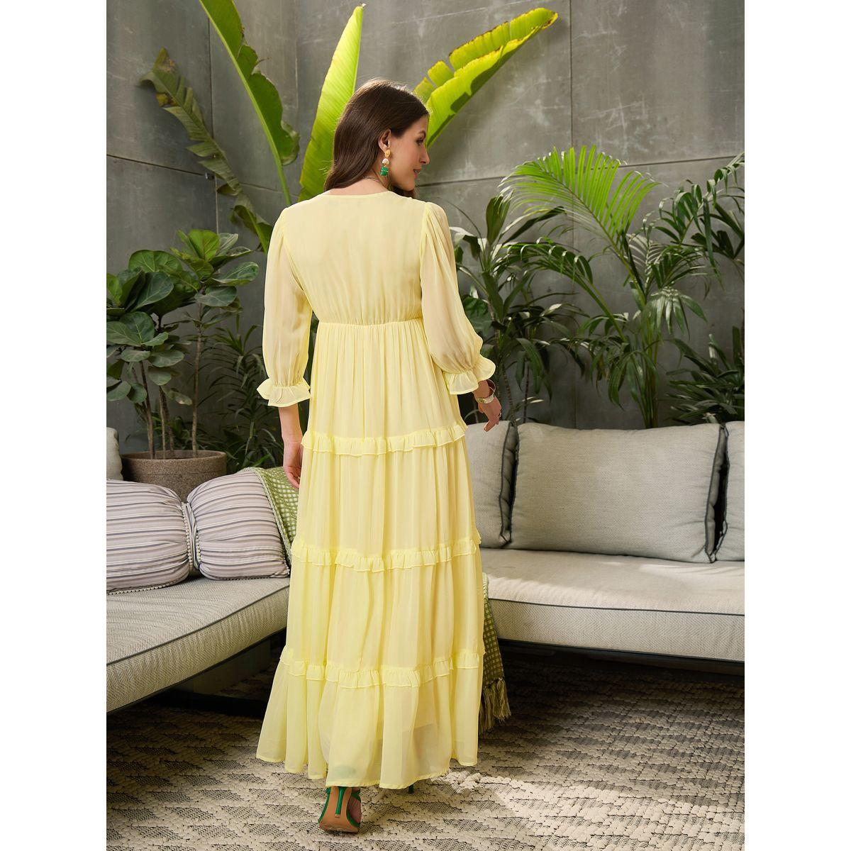 فستان طويل بحافة واسعة وكسرات-women-clothing-ethnicwear-dresses-image-5