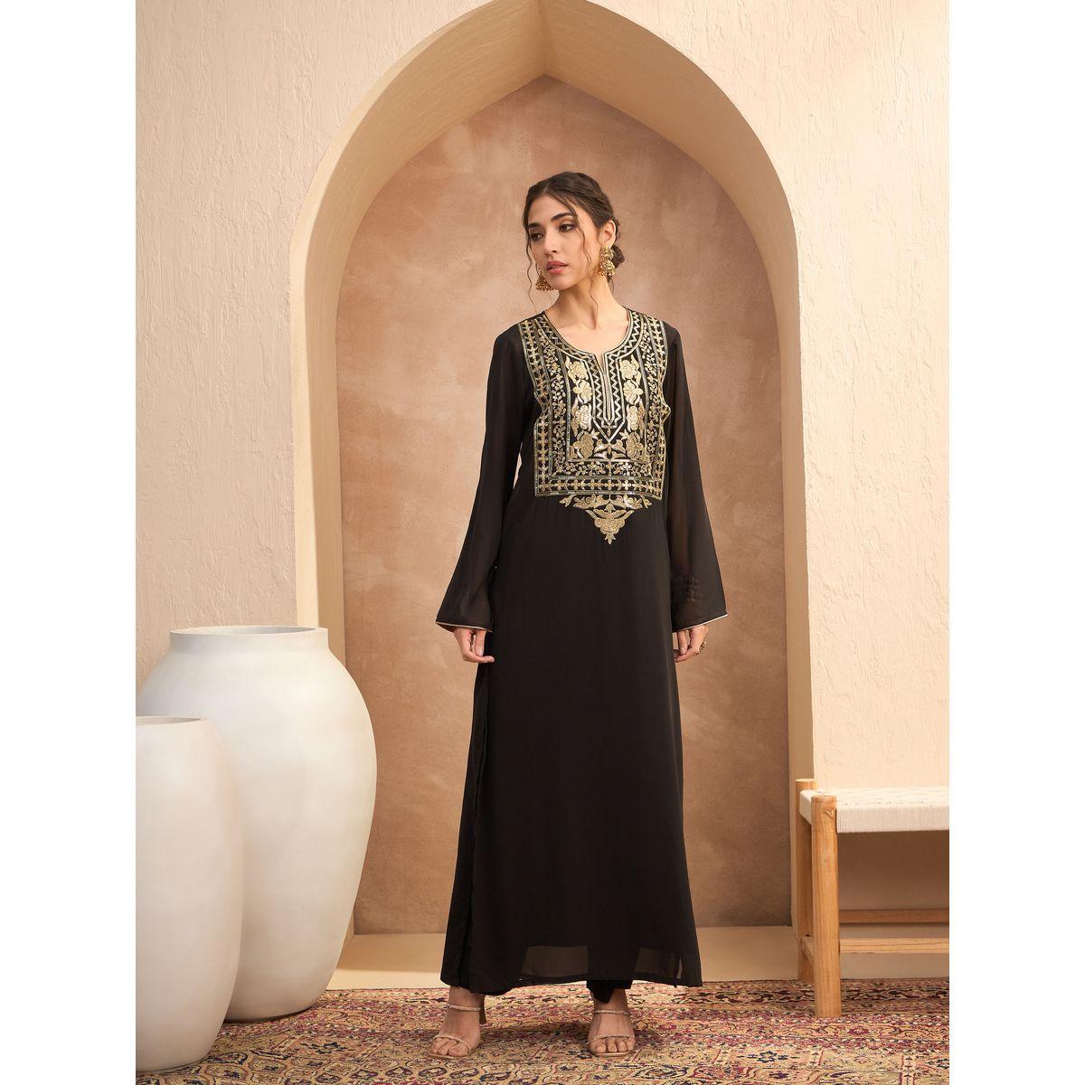 فستان بنمط عباية بتفاصيل مُنمقة-women-clothing-ethnicwear-dresses-image-10