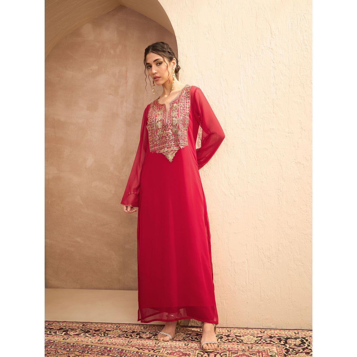 فستان بنمط عباية بتفاصيل مُنمقة-women-clothing-ethnicwear-dresses-image-10