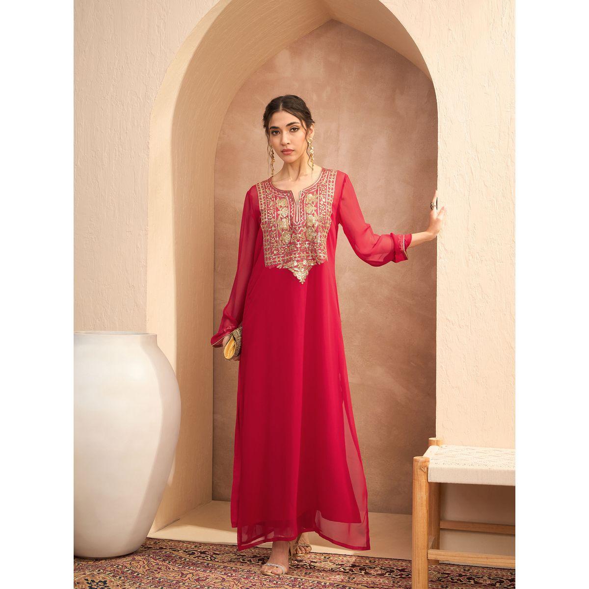 فستان بنمط عباية بتفاصيل مُنمقة-women-clothing-ethnicwear-dresses-image-2