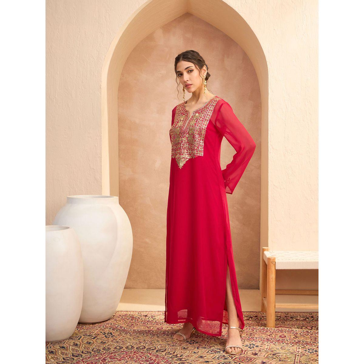 فستان بنمط عباية بتفاصيل مُنمقة-women-clothing-ethnicwear-dresses-image-3