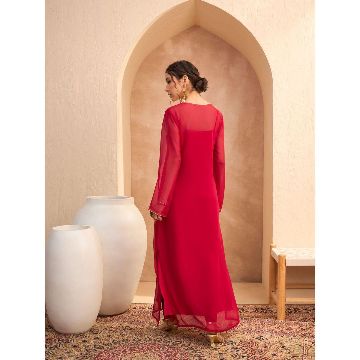 فستان بنمط عباية بتفاصيل مُنمقة-women-clothing-ethnicwear-dresses-image-6