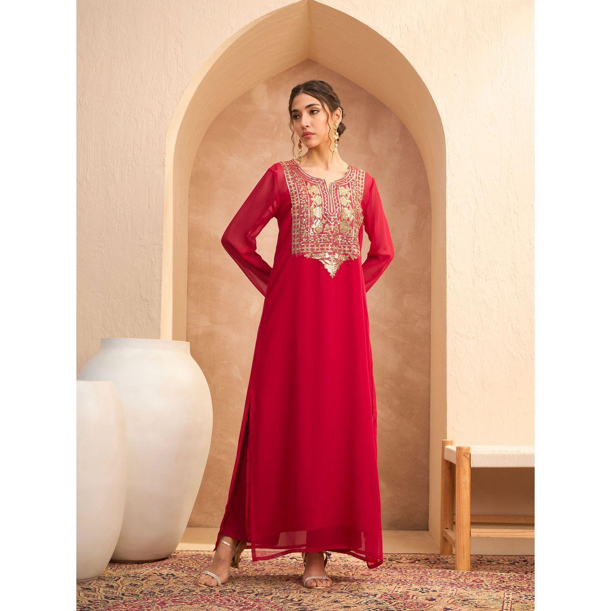 فستان بنمط عباية بتفاصيل مُنمقة-women-clothing-ethnicwear-dresses-image-7