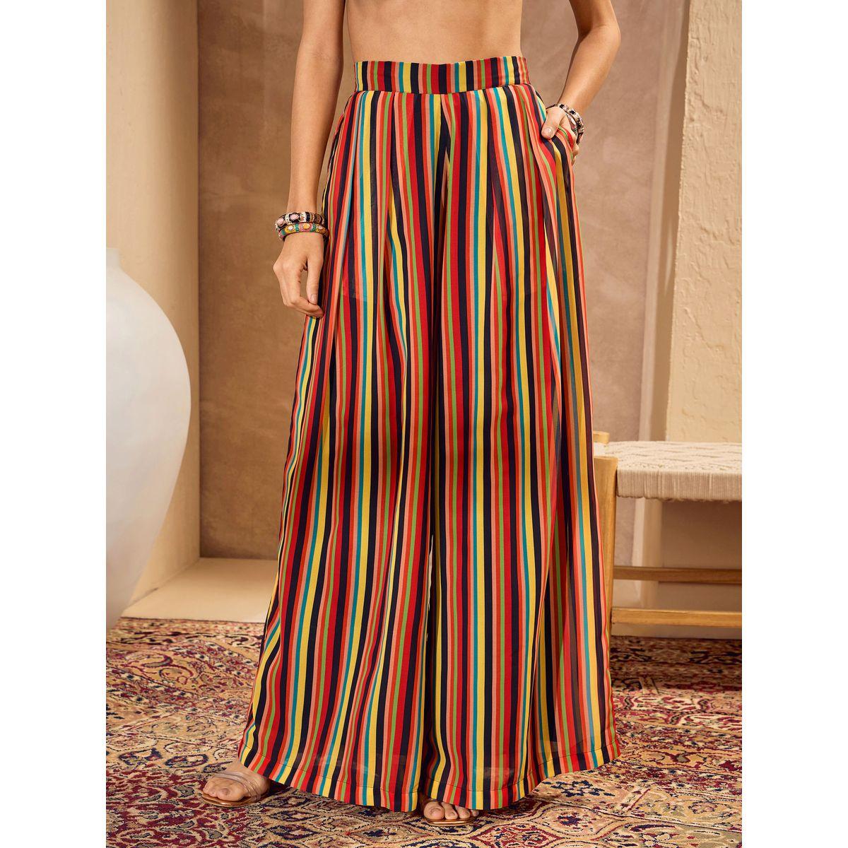مجموعة من بنطال بالازو مع كورتا اناركالي بنمط لف-women-clothing-ethnicwear-kurtasets-image-9