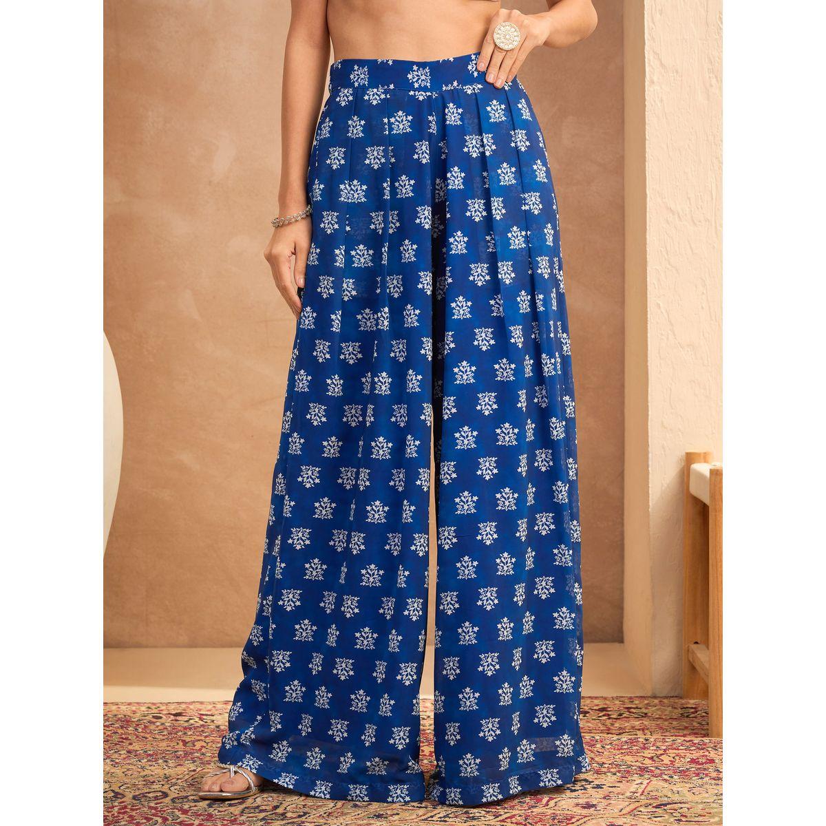 مجموعة من بنطال بالازو مع كورتا اناركالي بطبعة زهور-women-clothing-ethnicwear-kurtasets-image-7