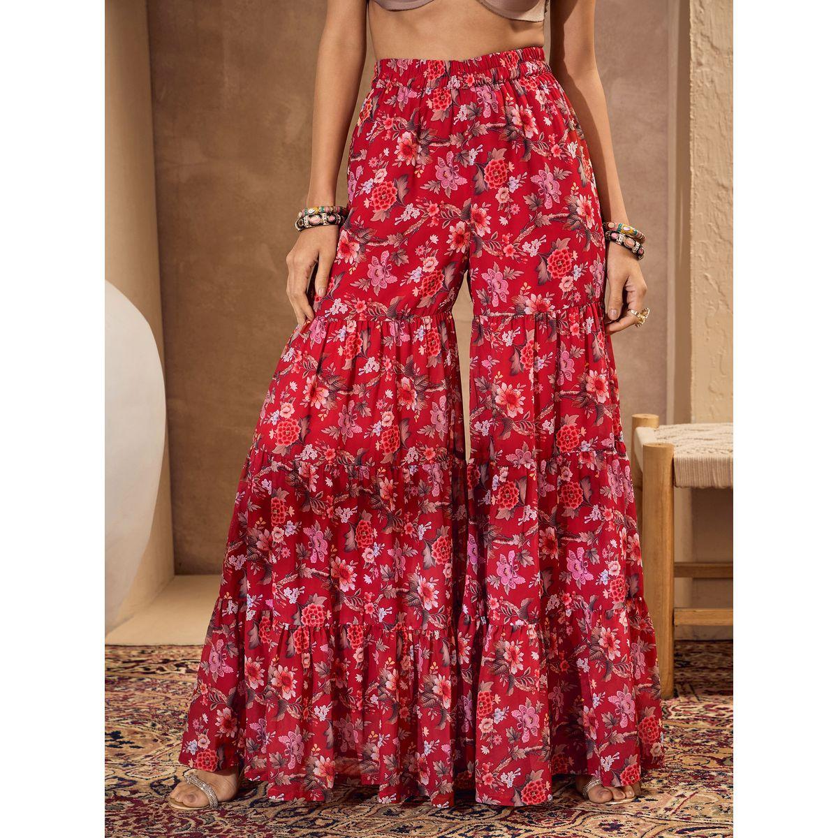 مجموعة من بنطال شرارة مع كورتا بطبعة زهور-women-clothing-ethnicwear-kurtasets-image-11