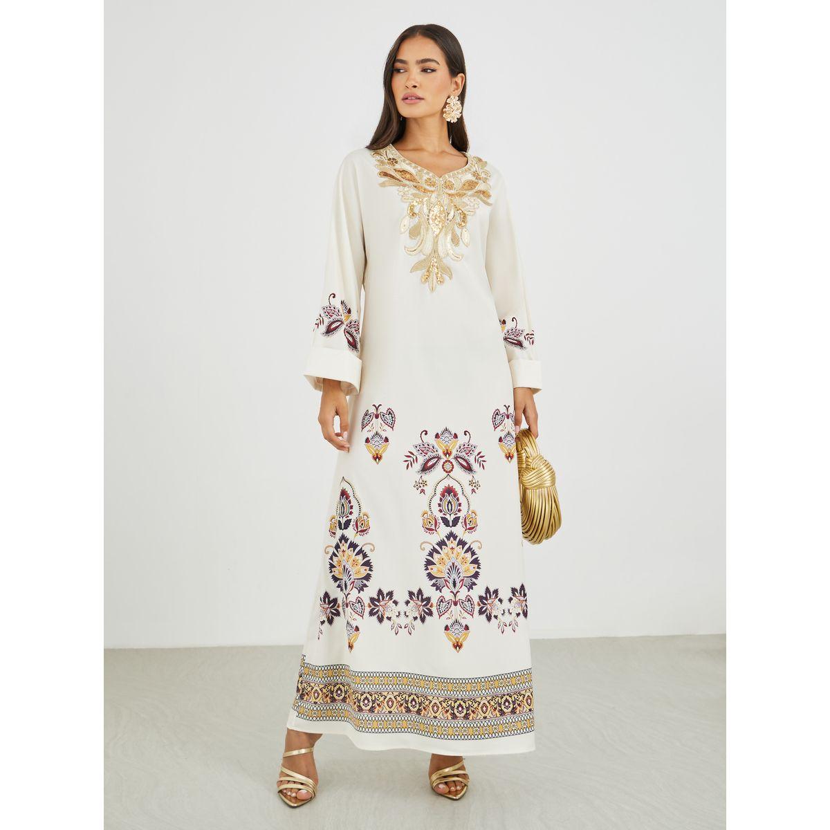 جلابية بطبعة بليسمنت وتفاصيل دانتيل-women-arabicclothing-jalabiyas-image-2