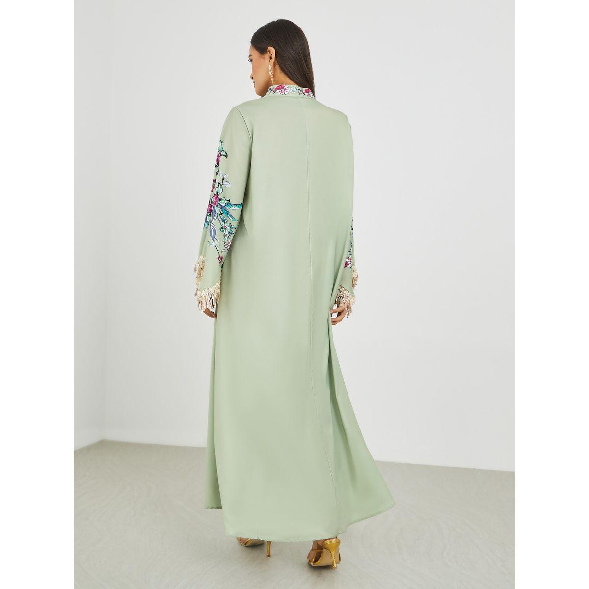 أميرة x ستايلي جلابية بطبعة زهور وتفاصيل شراشيب وأكمام طويلة-women-arabicclothing-jalabiyas-image-5