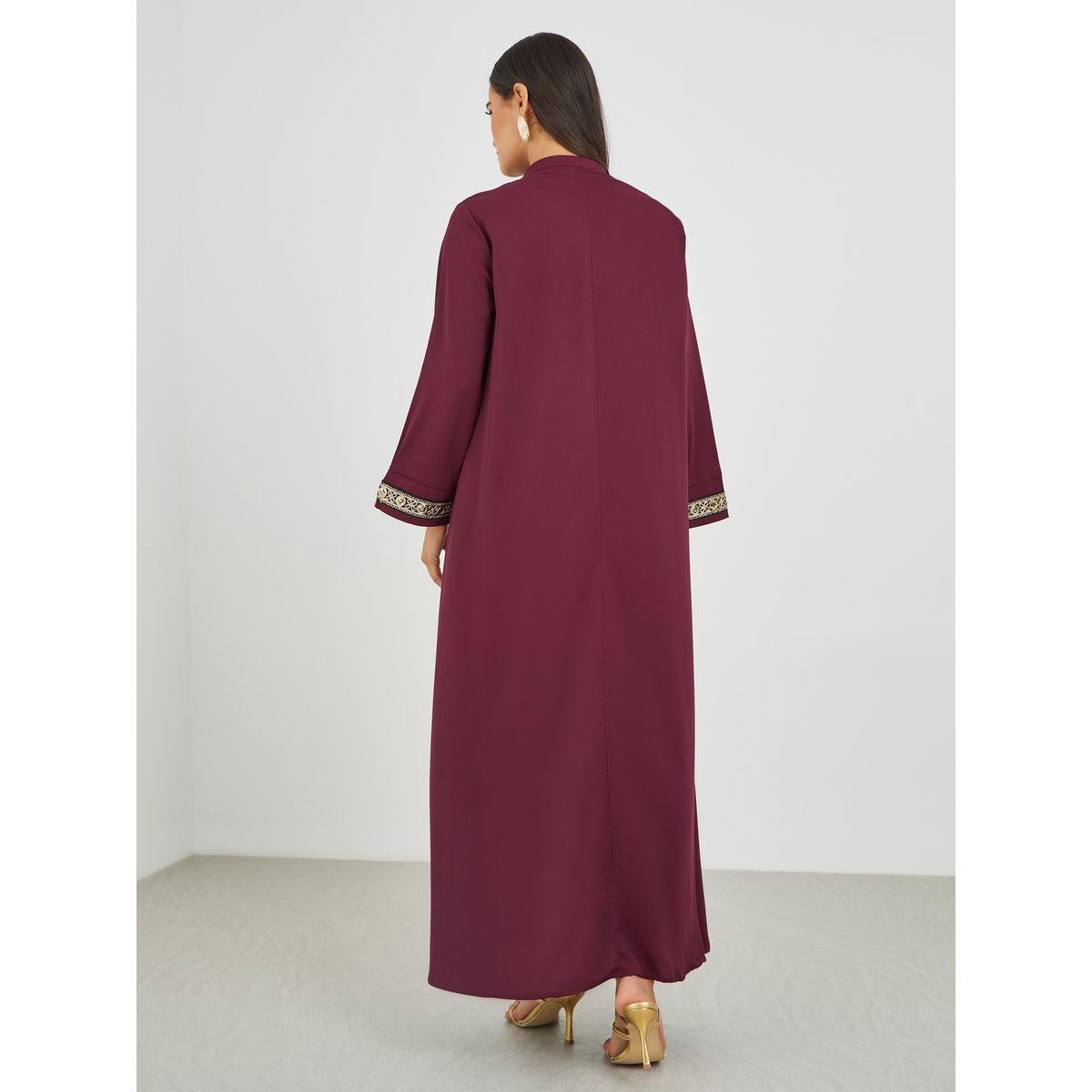 أميرة x ستايلي جلابية بتفاصيل شراشيب مع تداخل دانتيل-women-arabicclothing-jalabiyas-image-5