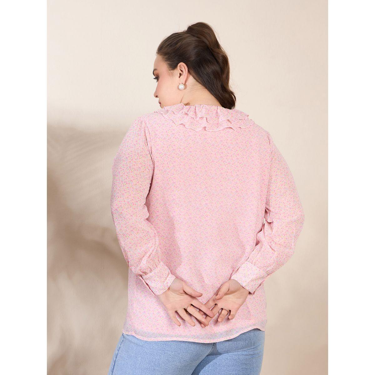 بلوزة بمقاس كبير وقصة عادية مع أكمام طويلة-women-clothing-shirtsandblouses-shirts-image-5