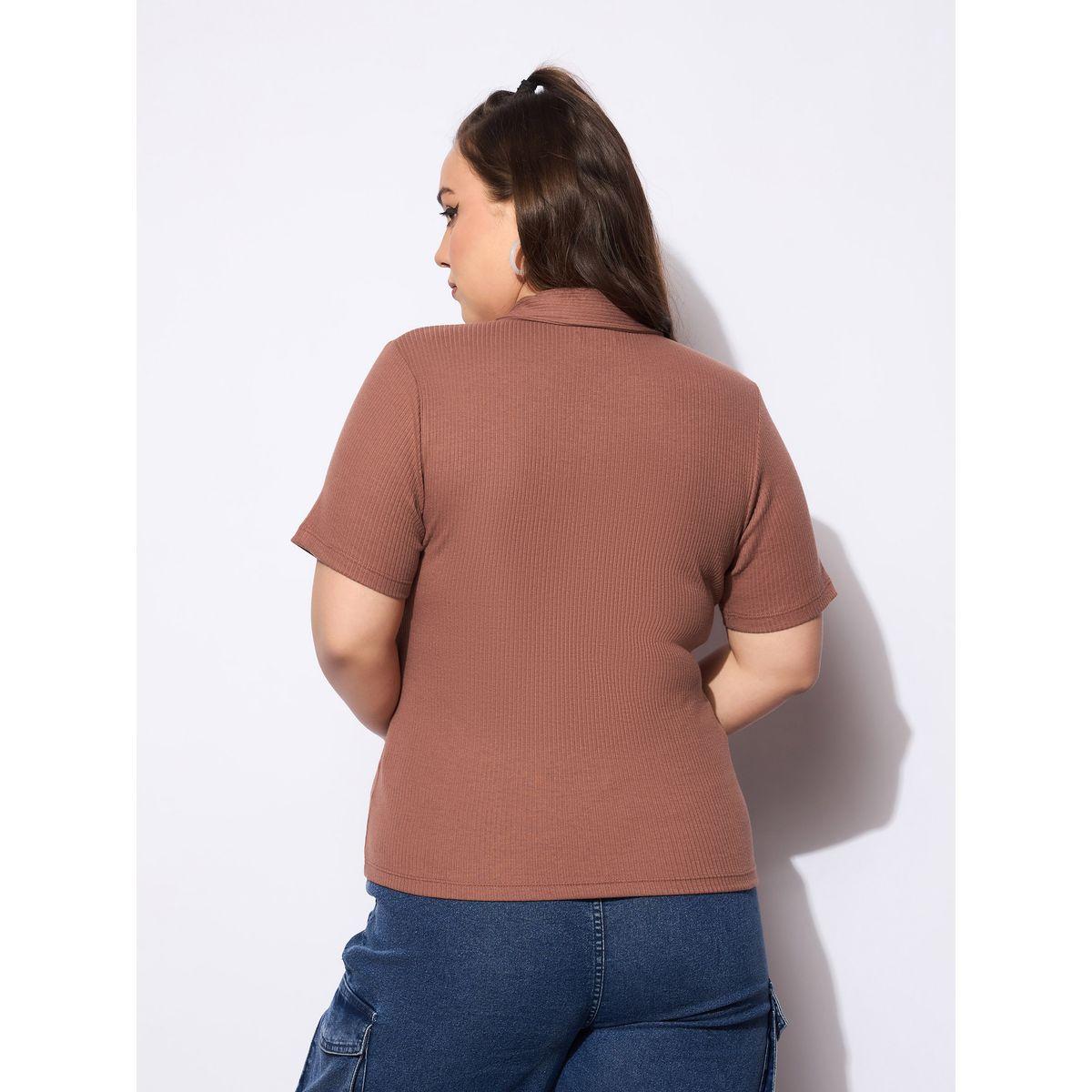 بلوزة بياقة بولو ومقاس كبير مع سحَّاب غلق-women-clothing-plussize-tshirts-image-5