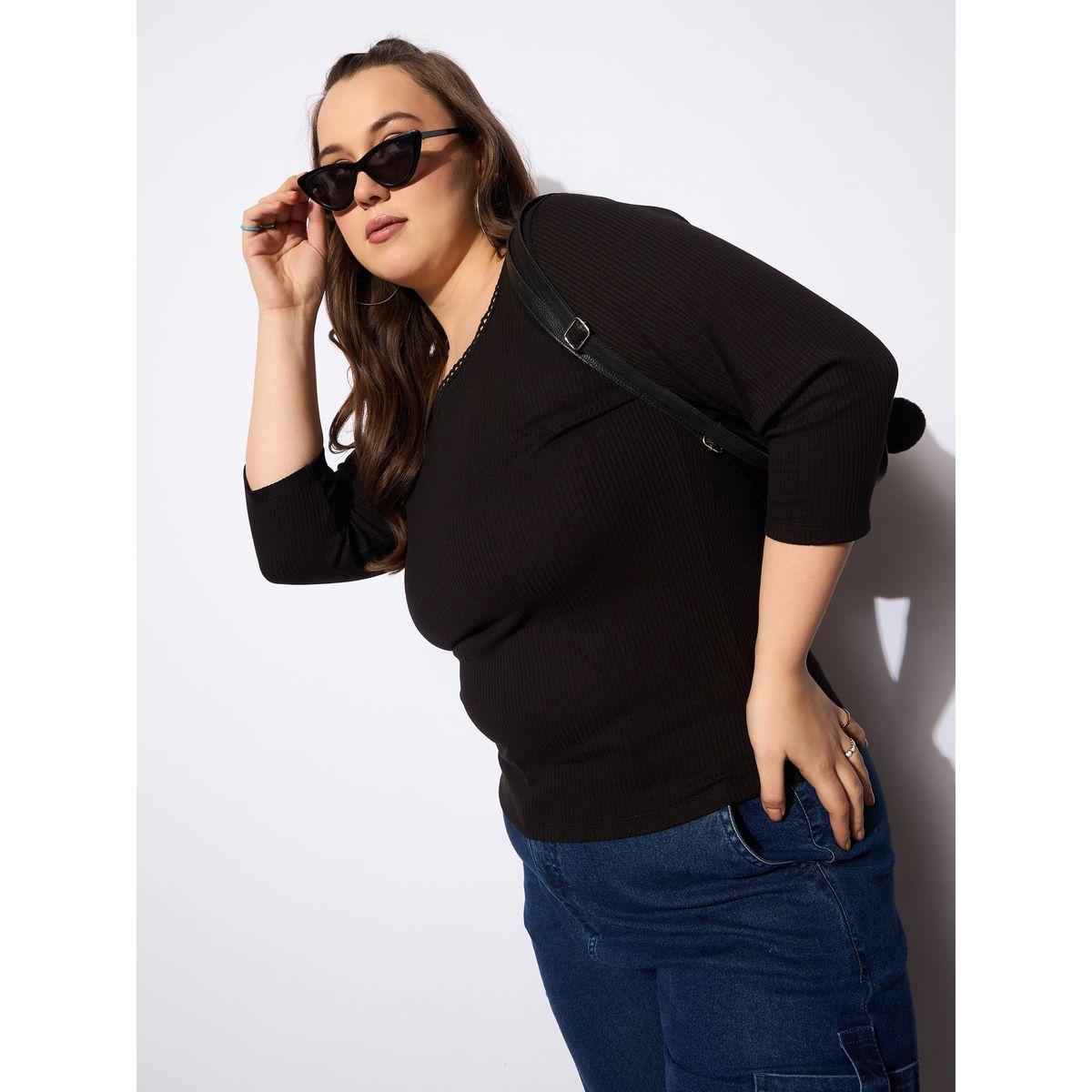 بلوزة بمقاس كبير وتفاصيل دانتيل مع ياقة دائرية-women-clothing-shirtsandblouses-blouses-image-6