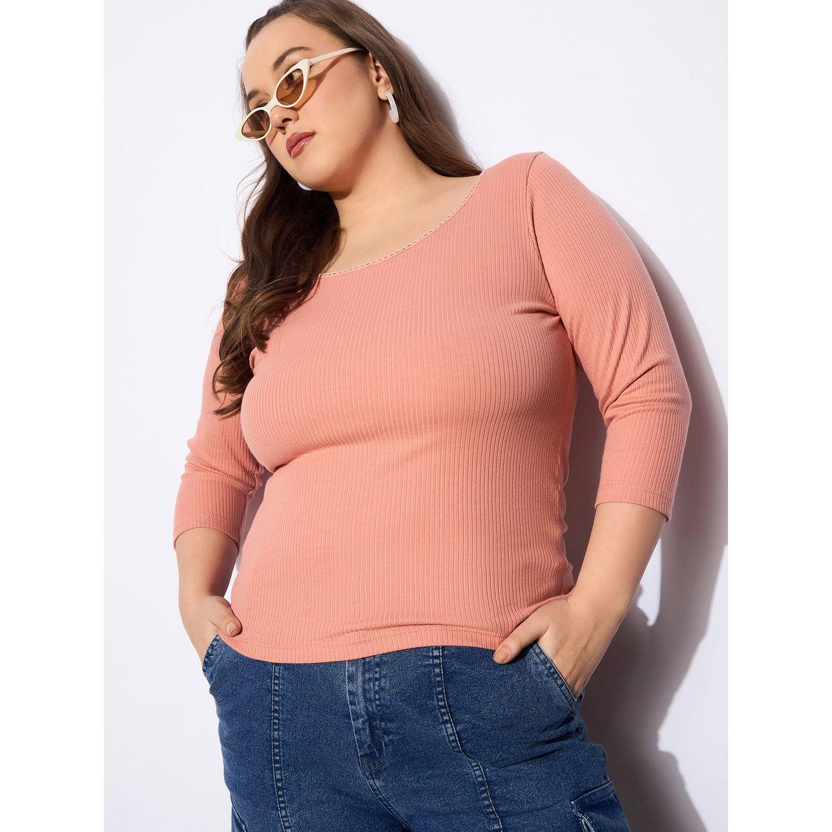 Sassafras Plus Size Rib Round Neck Lace Detail Top-women-clothing-shirtsandblouses-blouses-image-1