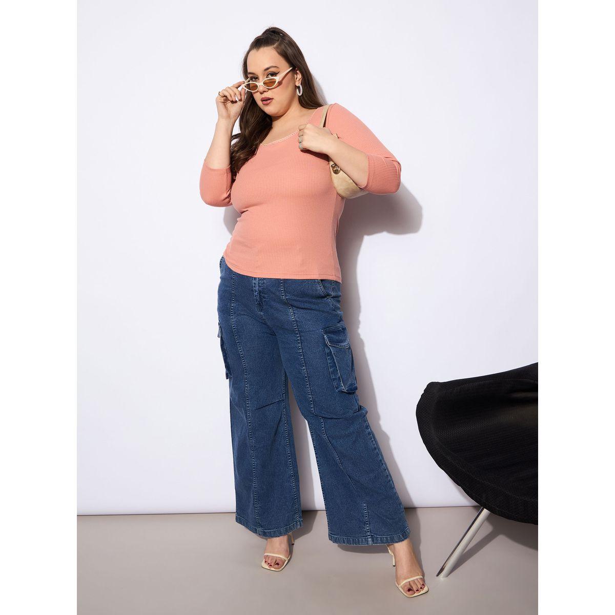 Sassafras Plus Size Rib Round Neck Lace Detail Top-women-clothing-shirtsandblouses-blouses-image-2