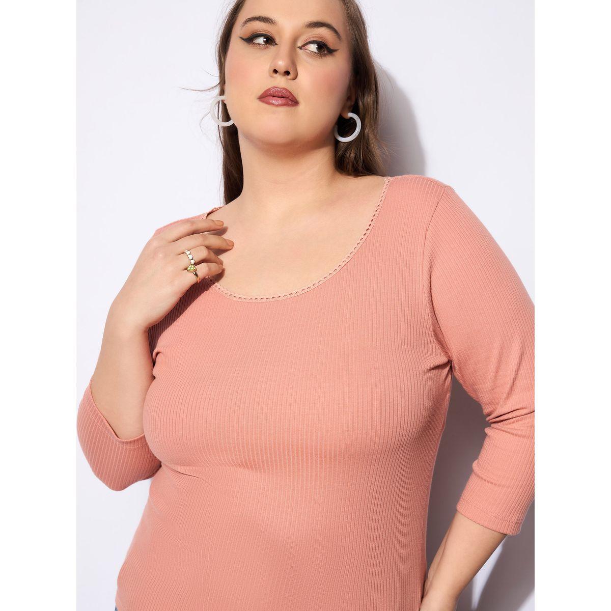 بلوزة بمقاس كبير وتفاصيل دانتيل مع ياقة دائرية-women-clothing-shirtsandblouses-blouses-image-4