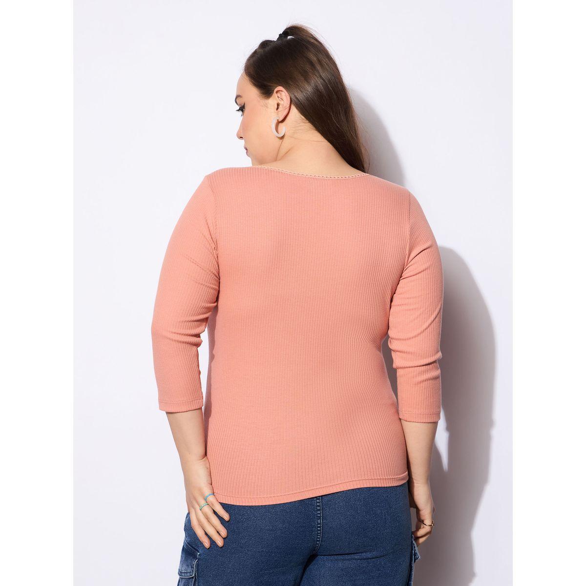 Sassafras Plus Size Rib Round Neck Lace Detail Top-women-clothing-shirtsandblouses-blouses-image-5