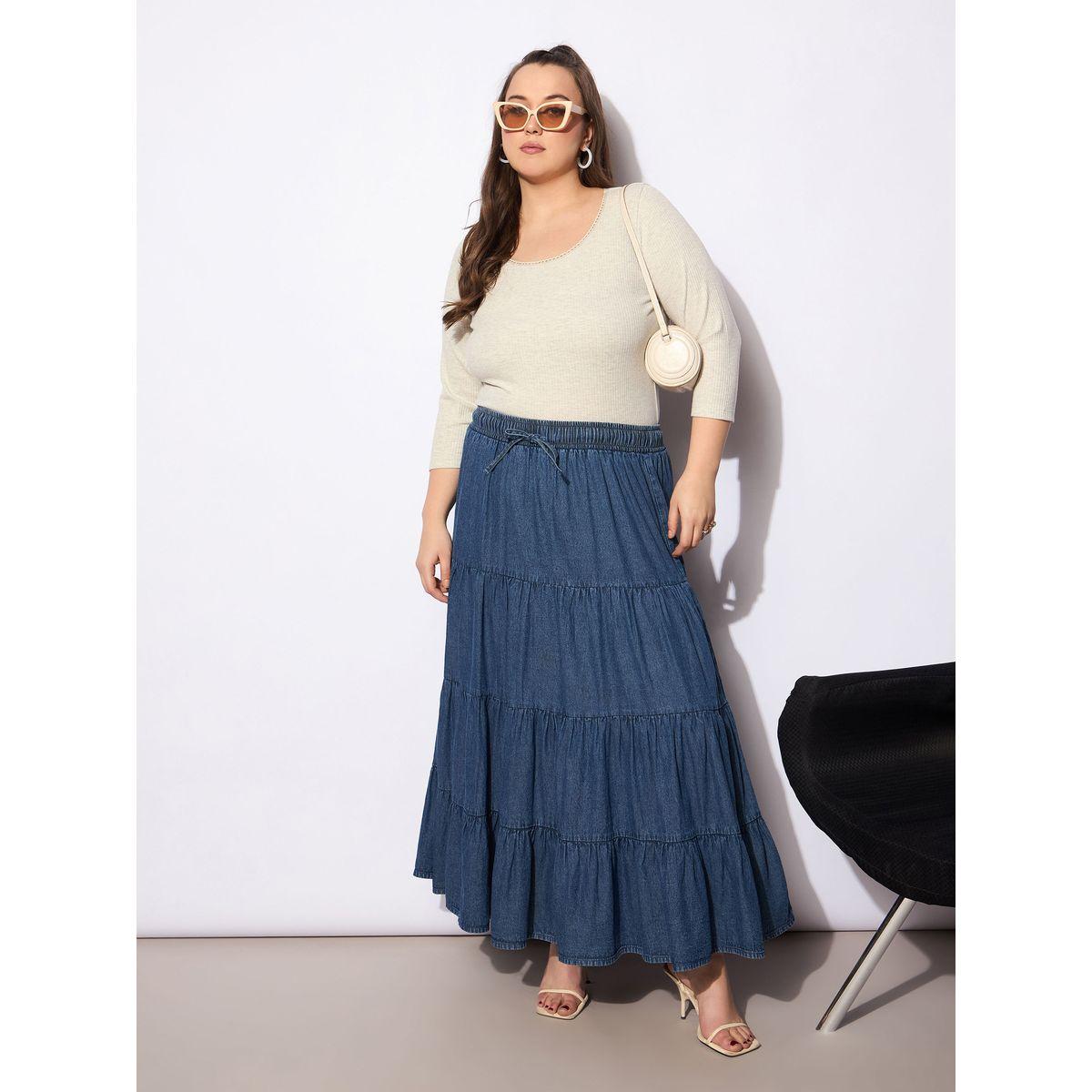 بلوزة ميلانج بمقاس كبير وياقة دائرية مع دانتيل-women-clothing-shirtsandblouses-blouses-image-2
