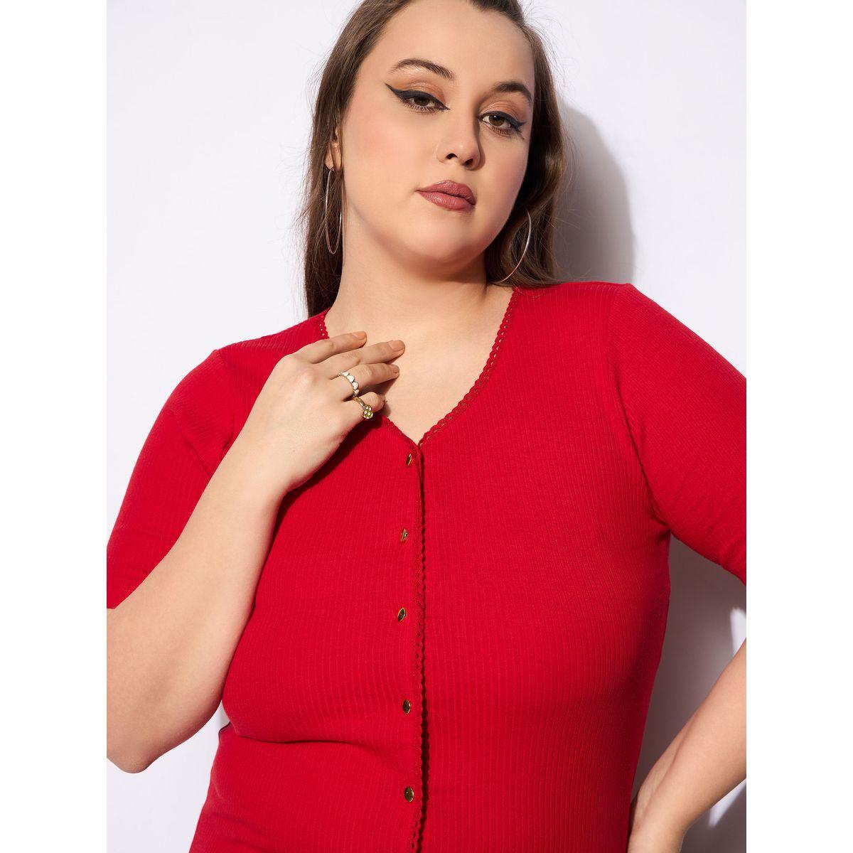 Sassafras Plus Size V-Neck Buttoned Short Sleeve Top-women-clothing-shirtsandblouses-blouses-image-4