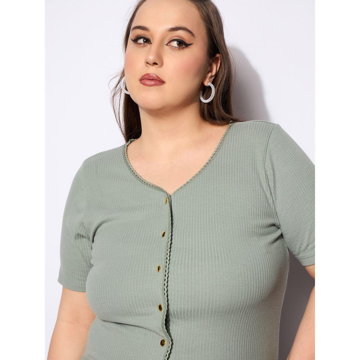 Sassafras Plus Size V-Neck Buttoned Short Sleeve Top-women-clothing-shirtsandblouses-blouses-image-4