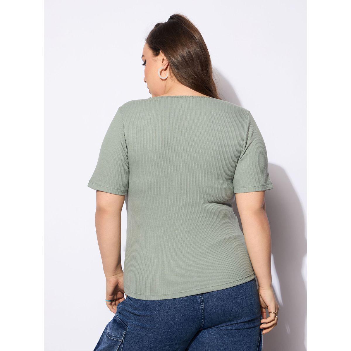 Sassafras Plus Size V-Neck Buttoned Short Sleeve Top-women-clothing-shirtsandblouses-blouses-image-5