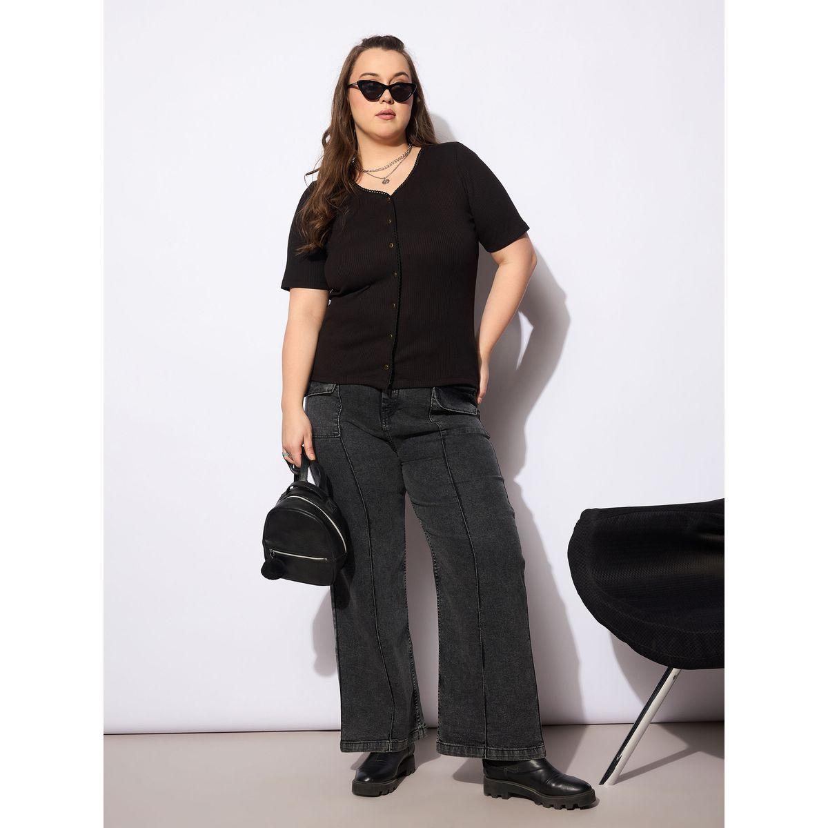 Sassafras Plus Size V-Neck Buttoned Short Sleeve Top-women-clothing-shirtsandblouses-blouses-image-2