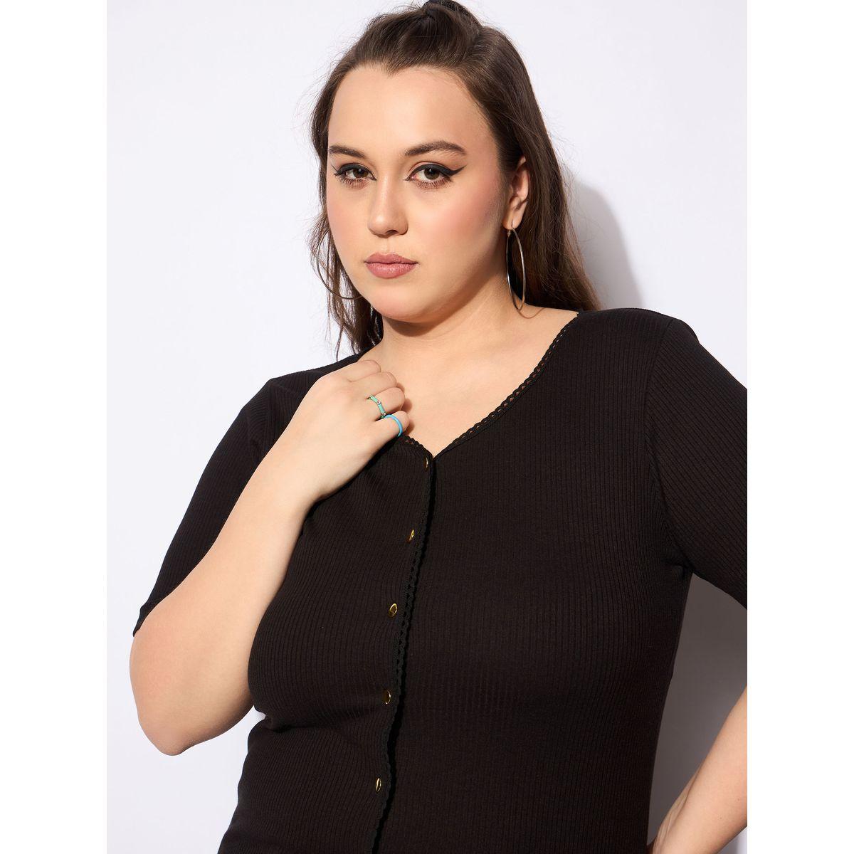 Sassafras Plus Size V-Neck Buttoned Short Sleeve Top-women-clothing-shirtsandblouses-blouses-image-4