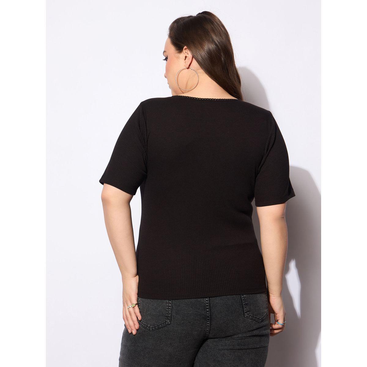 Sassafras Plus Size V-Neck Buttoned Short Sleeve Top-women-clothing-shirtsandblouses-blouses-image-5
