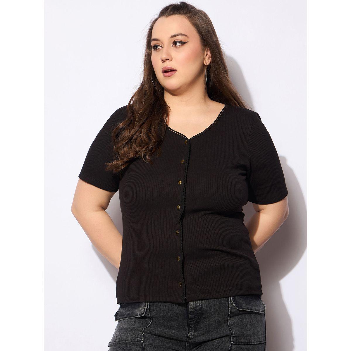Sassafras Plus Size V-Neck Buttoned Short Sleeve Top-women-clothing-shirtsandblouses-blouses-image-6