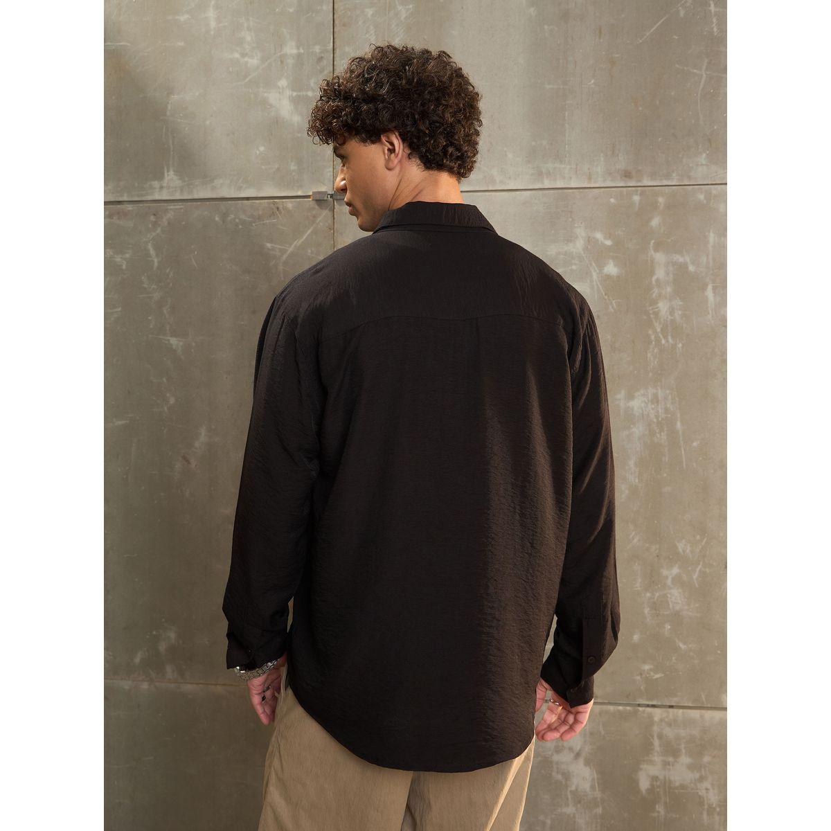 Sassafras Black Solid Long Sleeve Relaxed Fit Shirt-men-clothing-shirts-image-4