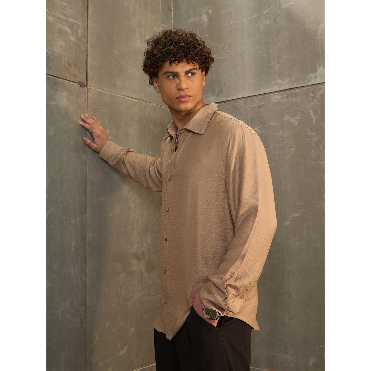Sassafras Solid Spread Collar Regular Fit Shirt-men-clothing-shirts-image-3