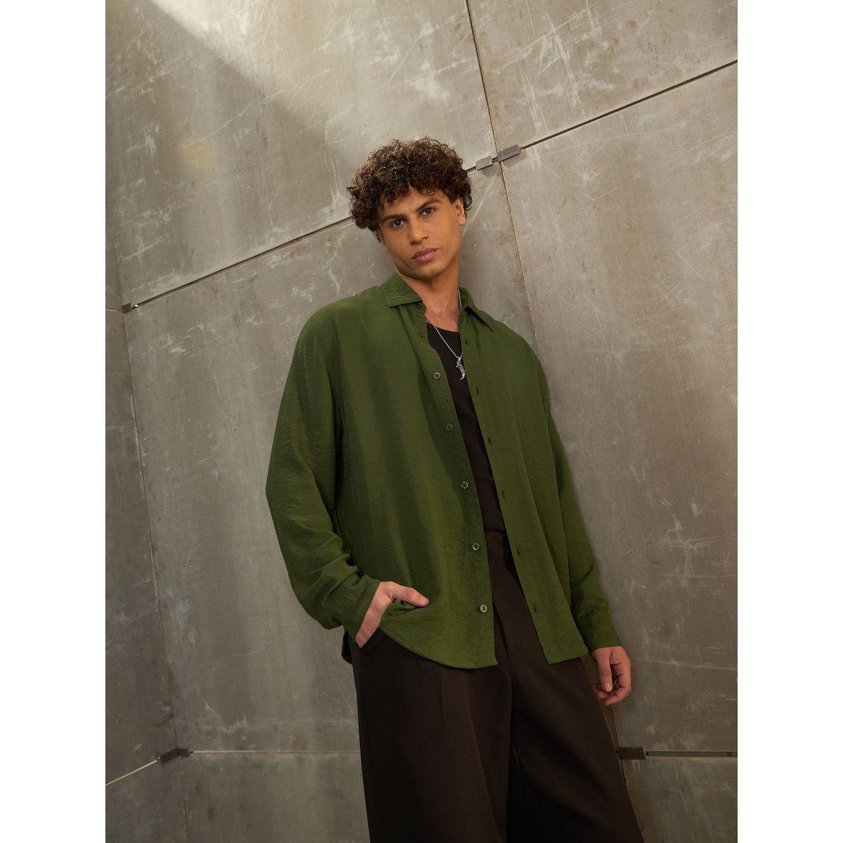 Sassafras Solid Spread Collar Regular Fit Shirt-men-clothing-shirts-image-2