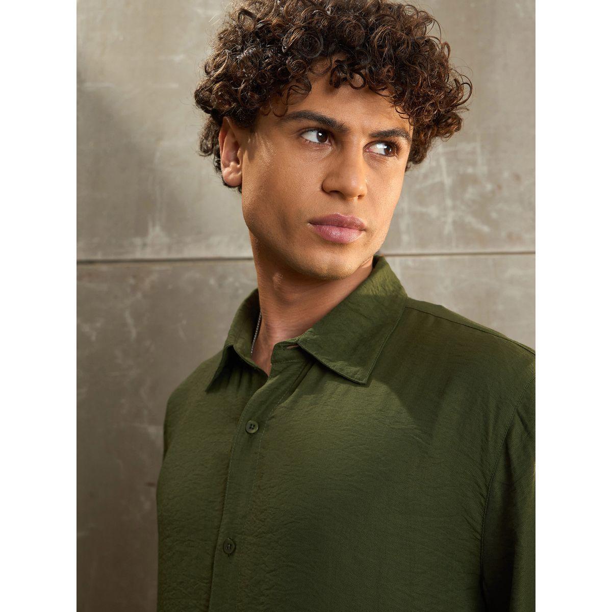 Sassafras Solid Spread Collar Regular Fit Shirt-men-clothing-shirts-image-4