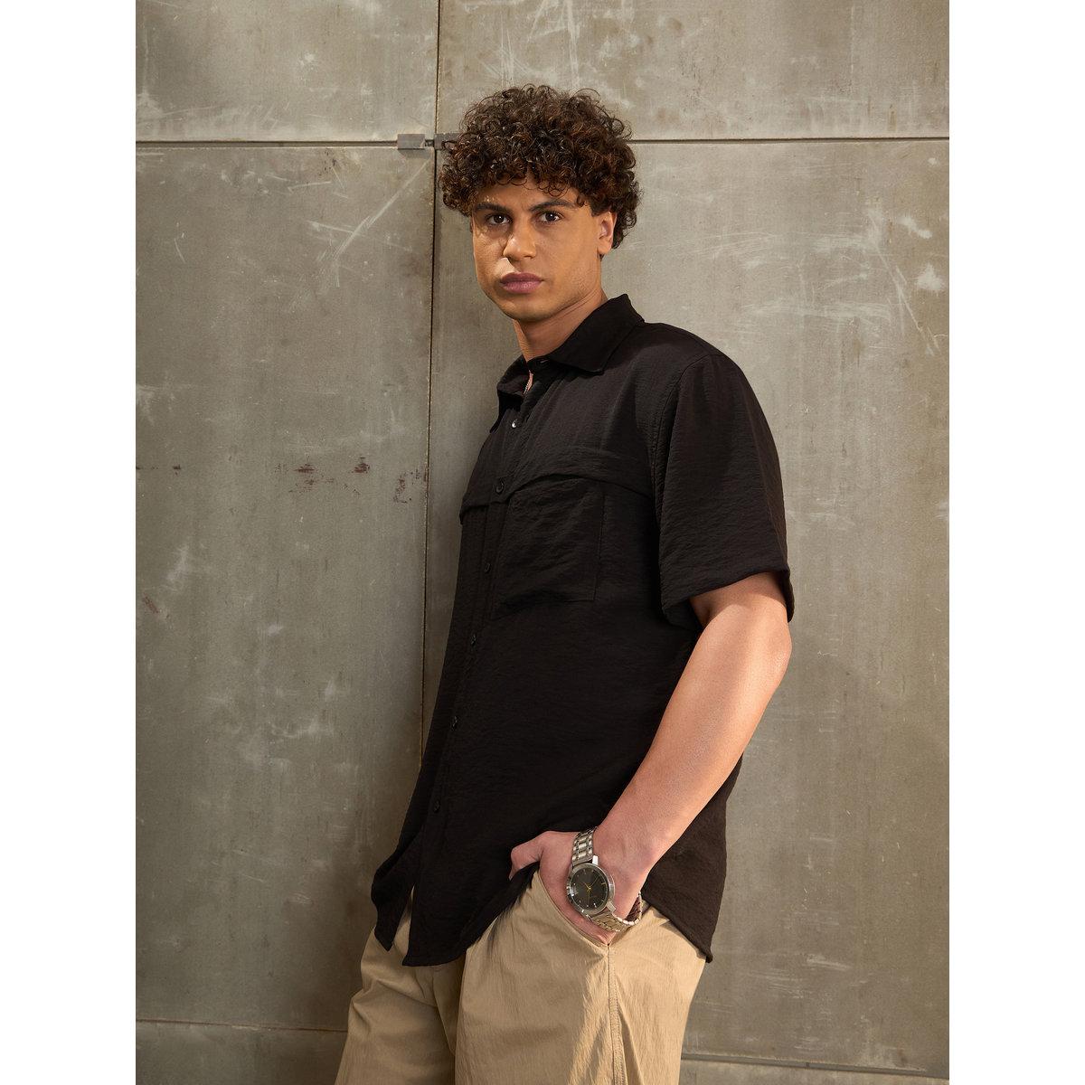 Sassafras Men Black Relaxed Fit Shirt-men-clothing-shirts-image-3