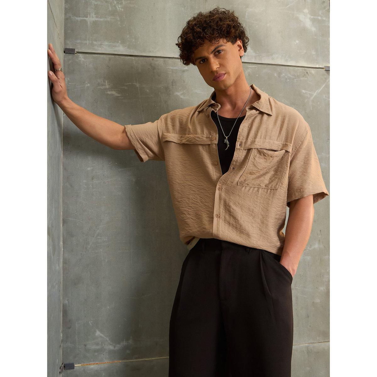 Sassafras Men Beige Relaxed Fit Shirt-men-clothing-shirts-image-2