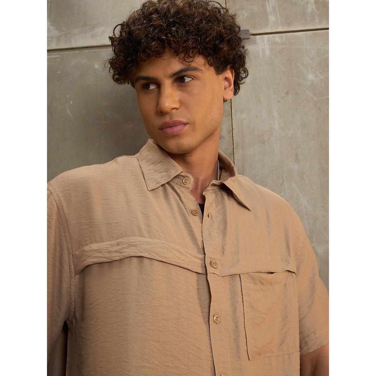Sassafras Men Beige Relaxed Fit Shirt-men-clothing-shirts-image-4