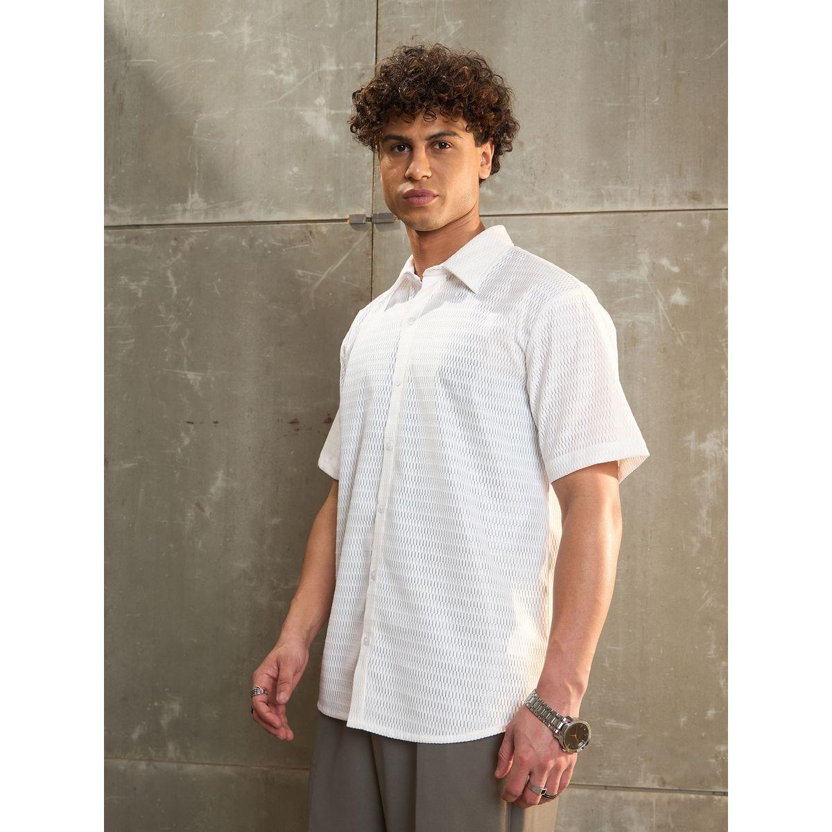 قميص ساسافراس الأبيض المناسب بأكمام قصيرة-men-clothing-shirts-image-3