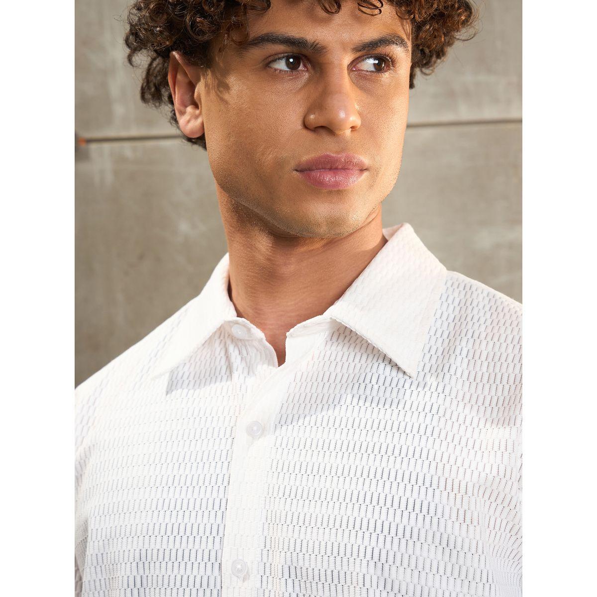 قميص ساسافراس الأبيض المناسب بأكمام قصيرة-men-clothing-shirts-image-4
