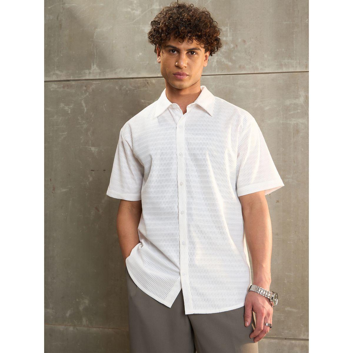 قميص ساسافراس الأبيض المناسب بأكمام قصيرة-men-clothing-shirts-image-6