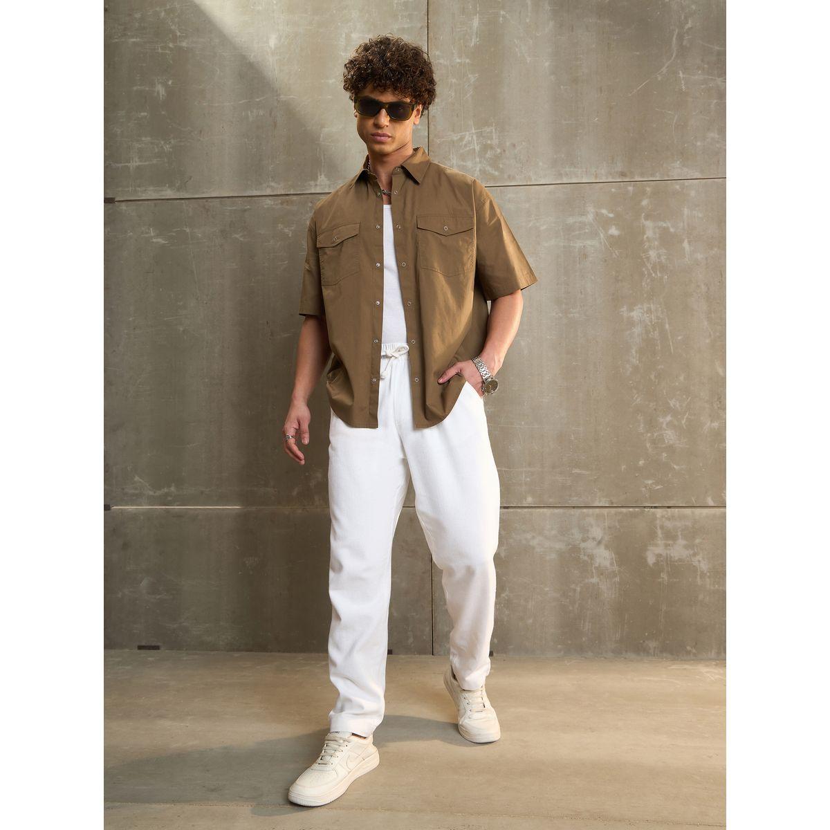 Sassafras Olive Poplin Front Pocket Relax Fit Shirt-men-clothing-shirts-image-2
