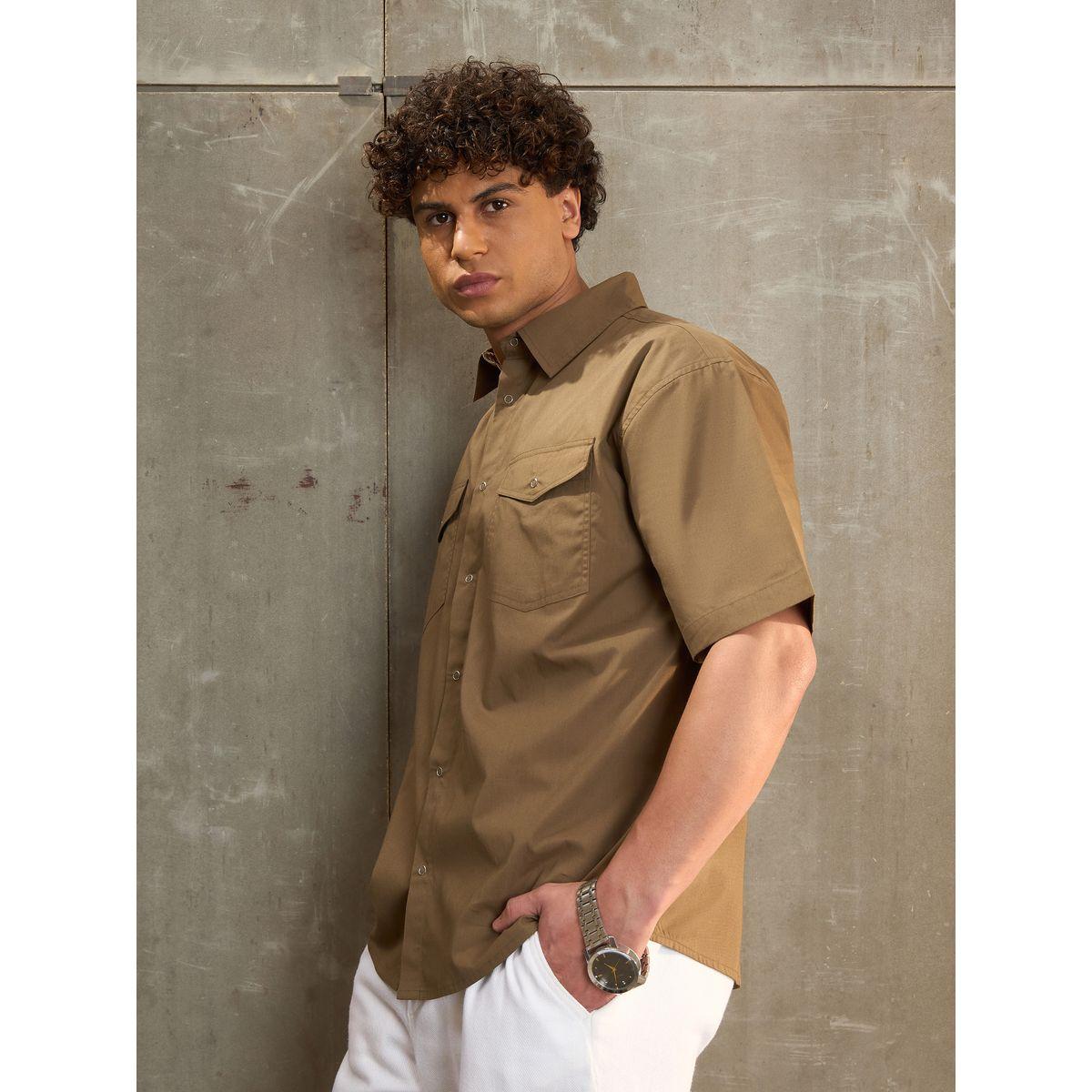Sassafras Olive Poplin Front Pocket Relax Fit Shirt-men-clothing-shirts-image-3