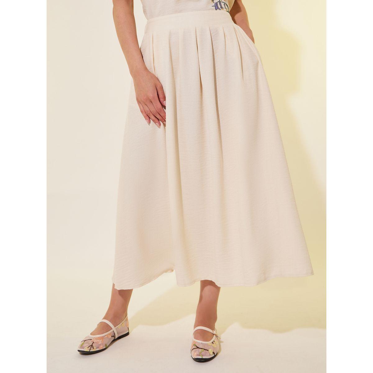 Styli Embroidered Detail Round Neck Top and Skirts Co-Ords-women-clothing-coordsets-image-4