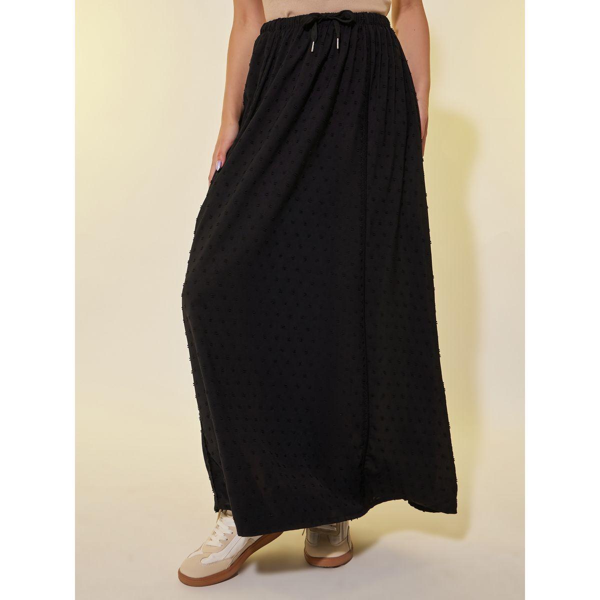Styli Dobby Drawstring Waist A-Line Maxi Skirt-women-clothing-bottoms-skirts-image-2