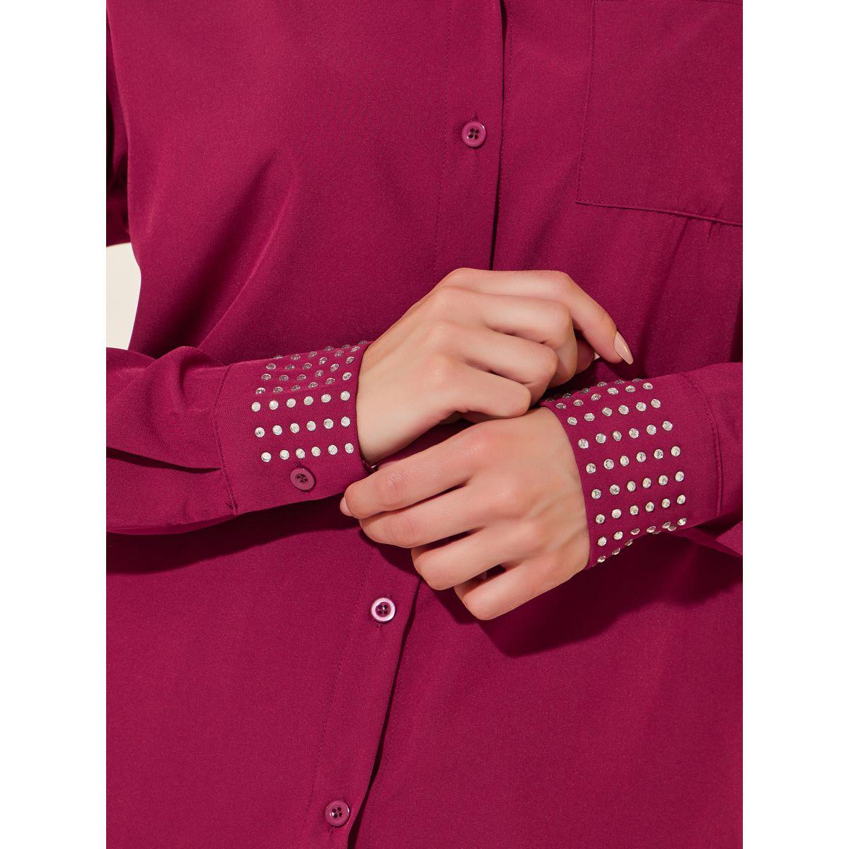 Styli Rhinestone Embellished Cuff Long Sleeve Shirt and Pants Co-Ords-women-clothing-coordsets-image-4