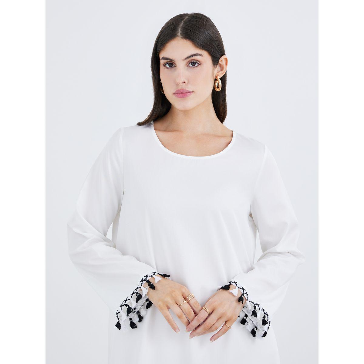 جلابية بطبعة زهور وتفاصيل شراشيب-women-arabicclothing-jalabiyas-image-4