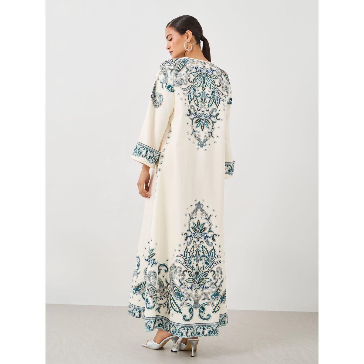 جلابية بطبعة بليسمنت بيزلي مع ياقة دائرية-women-arabicclothing-jalabiyas-image-6