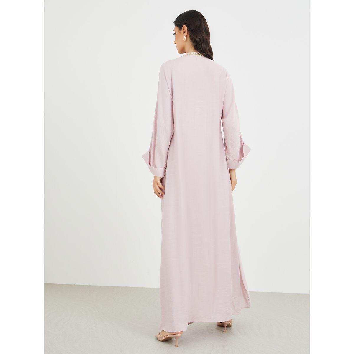 Styli Embellished A-Line Jalabiya with Embroidered Detail-women-arabicclothing-jalabiyas-image-5