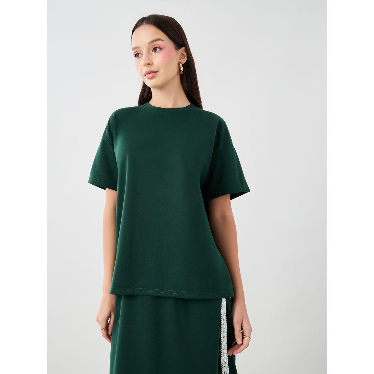 Styli Side Stripe Short Sleeve Top and Midi Skirt Co-Ords-women-clothing-coordsets-image-2