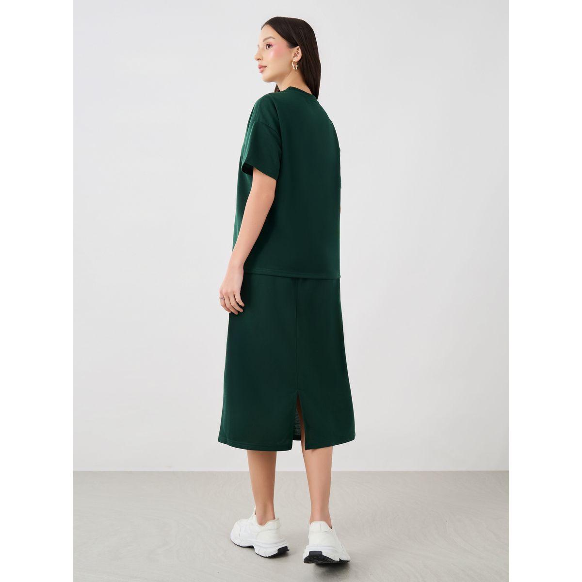 Styli Side Stripe Short Sleeve Top and Midi Skirt Co-Ords-women-clothing-coordsets-image-5