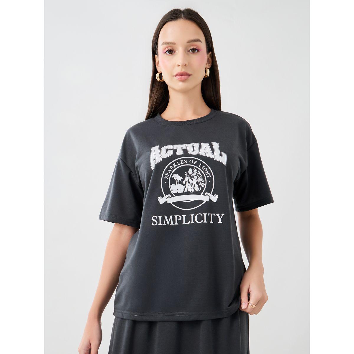 Styli Graphic Print Round Neck T-Shirt and Skirt Co-Ords-women-clothing-coordsets-image-2